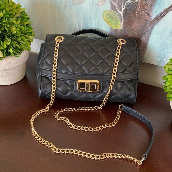 MICHAEL KORS HANNAH QUILTED🖤BLACK🖤LEATHER GOLD CHAIN SHOULDER/CROSSBODY🌟EUC🌟 - Picture 16 of 17